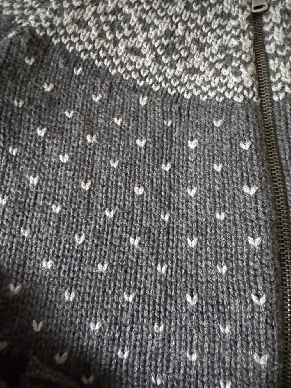 Talbots Charcoal and White Zip-Front Fair Isle Cardigan - Picture 6 of 7